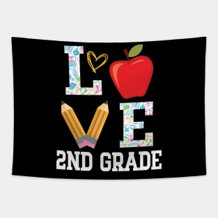 Love 2nd Grade Student Teacher Happy Back To School Day Tapestry