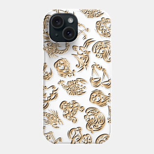 Gold Zodiac Pattern Phone Case