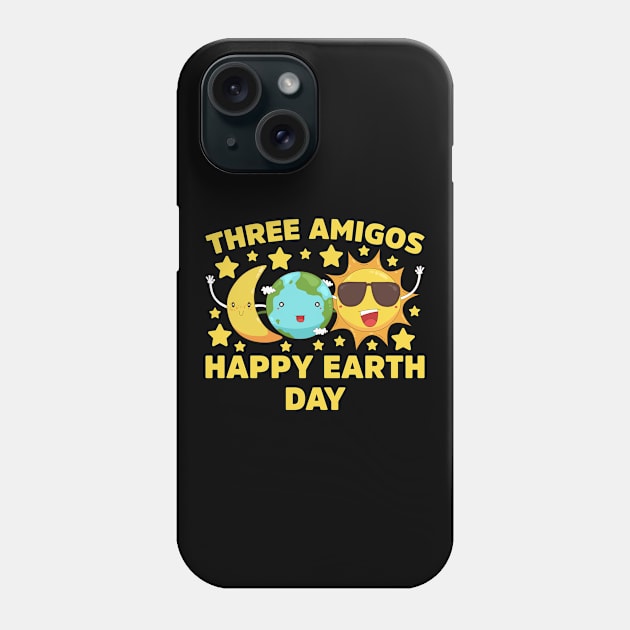Moon Earth Sun Three Amigos Happy Earth Day print Phone Case by teevisionshop