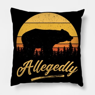 Allegedly Bear Vintage Retro Sunset Distress Gift Pillow