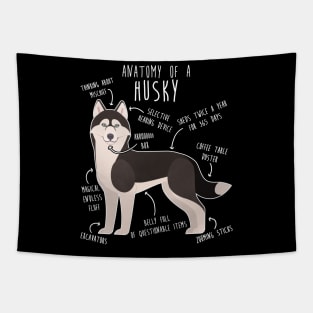 Black and White Siberian Husky Dog Anatomy Tapestry