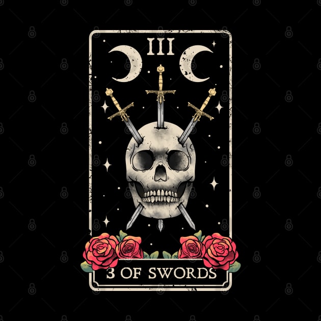 3 Of Swords Tarot Card Occult Witches Esoteric Goth Gothic by MerchBeastStudio