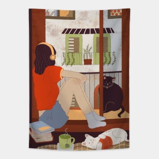 Quiet Corners with Cats Tapestry