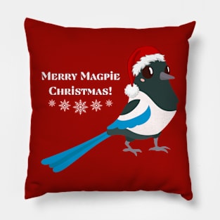 Merry Magpie Christmas Pillow