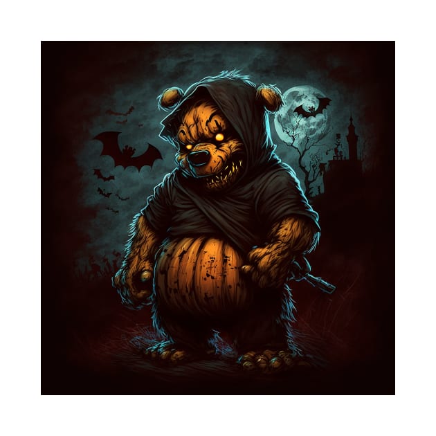 Evil bear haunted with spooky eyes by ramith-concept