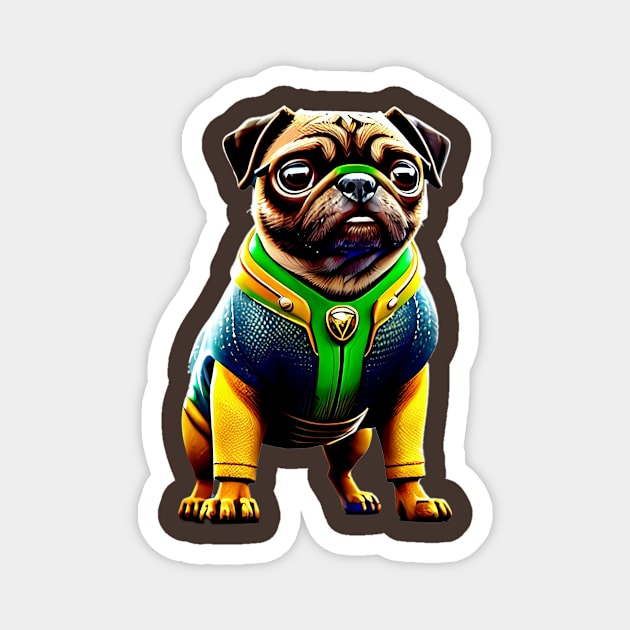 Cute Pug in Aquatic Suit - Adorable Pug Dressed up as Underwater Hero Magnet by fur-niche