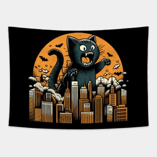 Cute Catzilla Vintage Design Tapestry