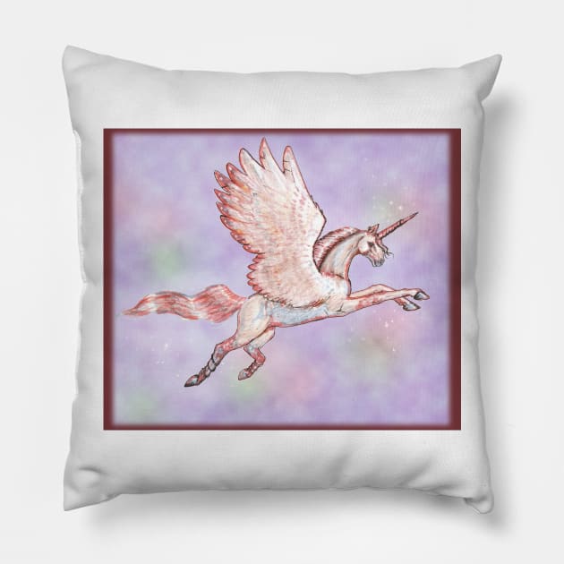 Pink Winged Unicorn Pillow by pegacorna