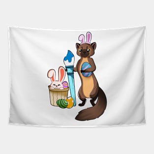 Cute ferret painting Easter eggs Tapestry