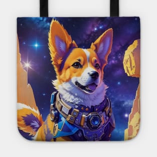 Retro welsh corgi dog travel in space Tote