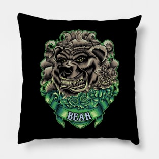 Bear head with flowers Pillow