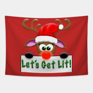 Let's Get Lit Reindeer Tapestry