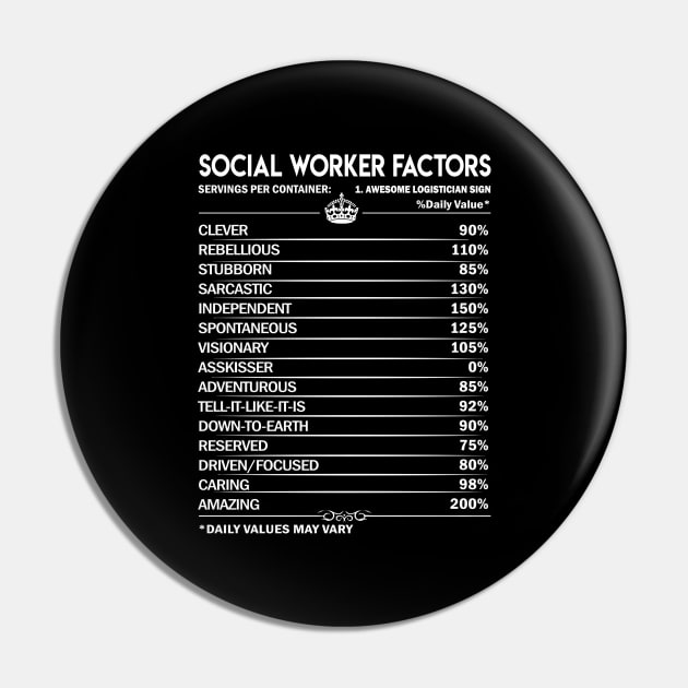 Social Worker T Shirt - Daily Factors 2 Gift Item Tee Pin by Jolly358