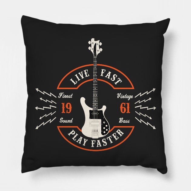 Live Fast Play Faster - 4001 Bass Pillow by mrspaceman