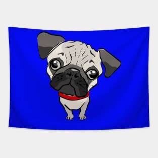 A little dog. Character sad pug. Muzzle unhappy pooch. lonely doggy with sad eyes Tapestry