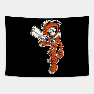 Orange Skeleton Astronaut Tapestry