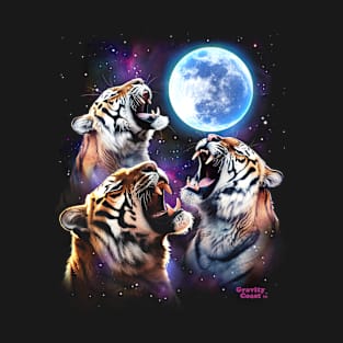 Three Tigers Howling at the Moon Shirt Three Wolf Moon t shirt Tiger shirts big cat Tiger Pride Royal Tiger King memes Three Tigers roaring T-Shirt