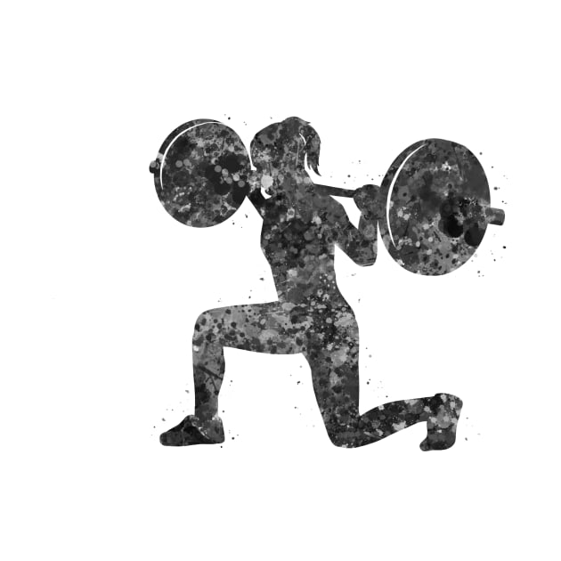 Weightlifter female black and white by Yahya Art