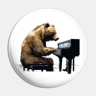 Grizzly Bear playing piano Pin