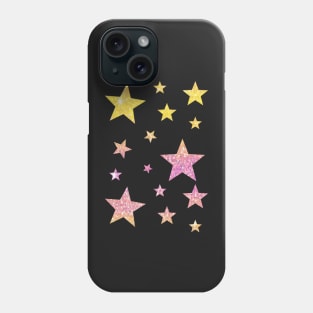 Pink Yellow Ombre Faux Glitter Stars Phone Case