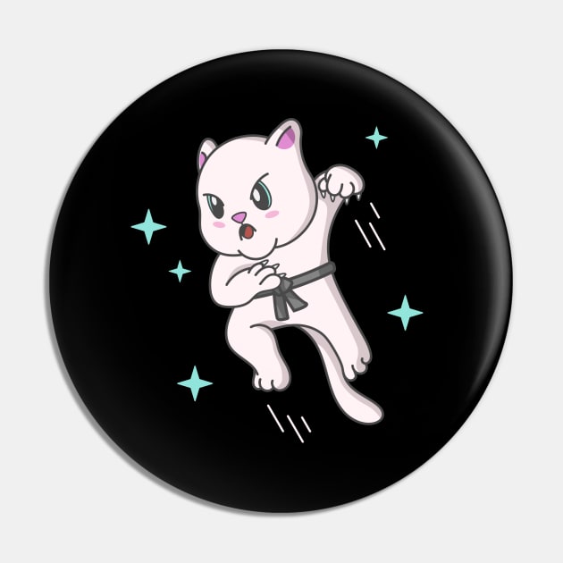 Kawaii Cat Ninja Kitten Fighter Karate Pin by Foxxy Merch