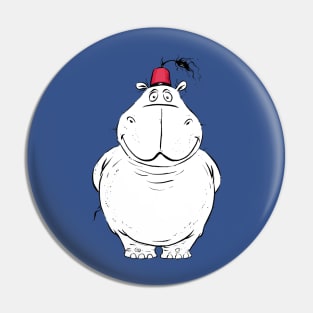 A Big Handsome Hippo with a Cute Little Fez Hat Pin