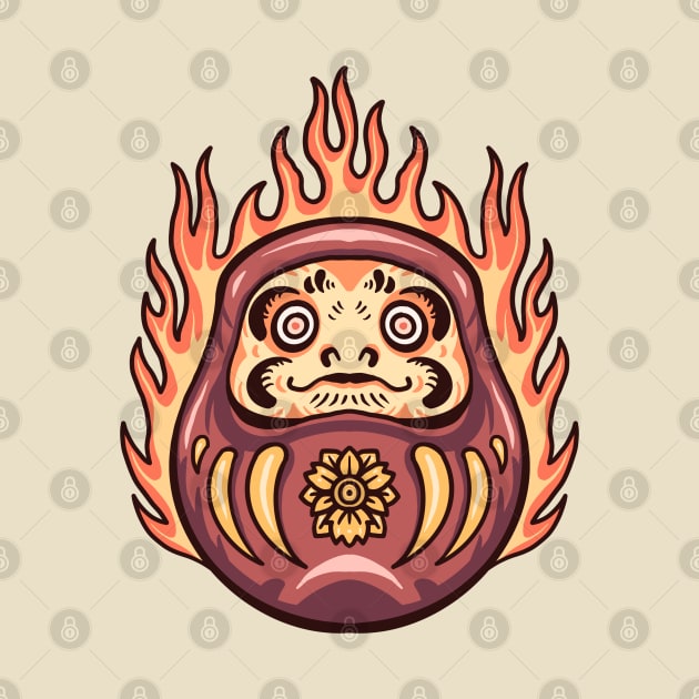 flaming daruma tattoo by donipacoceng