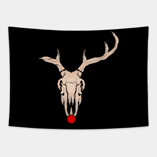 Rudolph Reindeer Skull With Red Nose Christmas Hallowxmas Tapestry