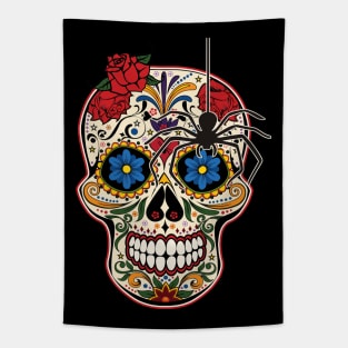 Gothic Spider Day Of The Dead Roses Sugar Skull 1 Tapestry