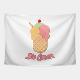 Hand Drawn Yummy Ice Cream Cone Cute Design Tapestry