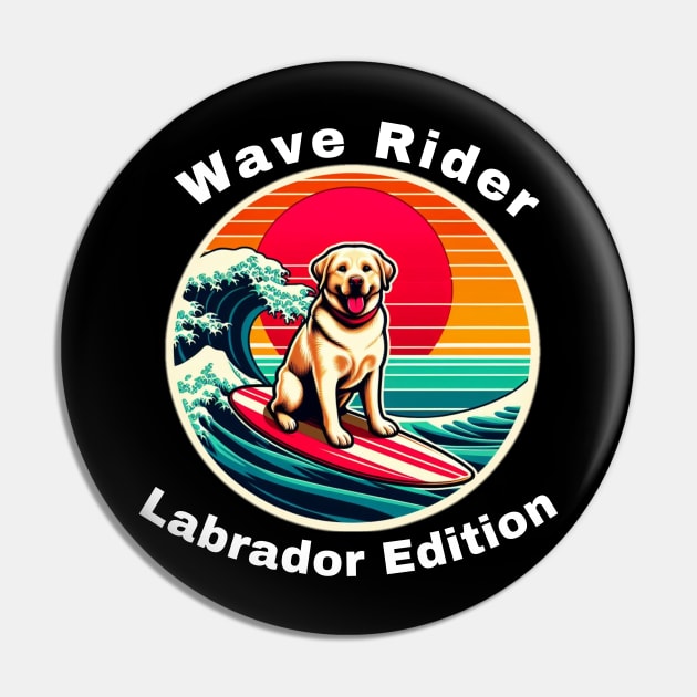 Wave Rider Labrador Edition- Labrador Surfing on the Great Waves off Kanagawa Pin by Trendz by Ami