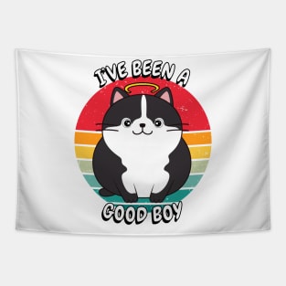 Cute fat cat is a Good Boy Tapestry