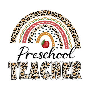 Rainbow Leapord Preschool Teacher Kinder Back to School T-Shirt