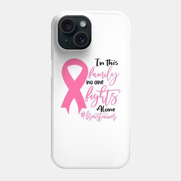 In This Family No One Fights Alone Breast Cancer Pink Ribbon Women Phone Case by William