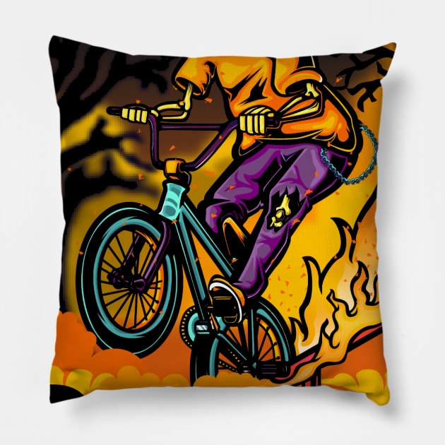 bmx rider Pillow by PenPencils