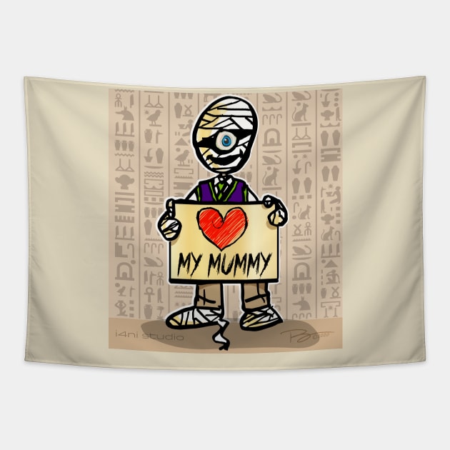 I Love my Mummy Tapestry by i4ni Studio