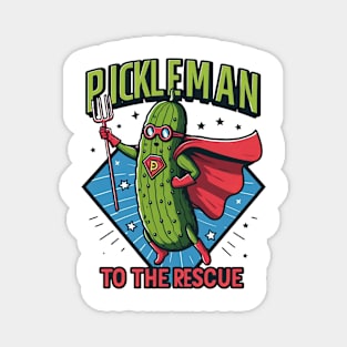 Pickleman To the Rescue Pickleball Pickle Humor Magnet