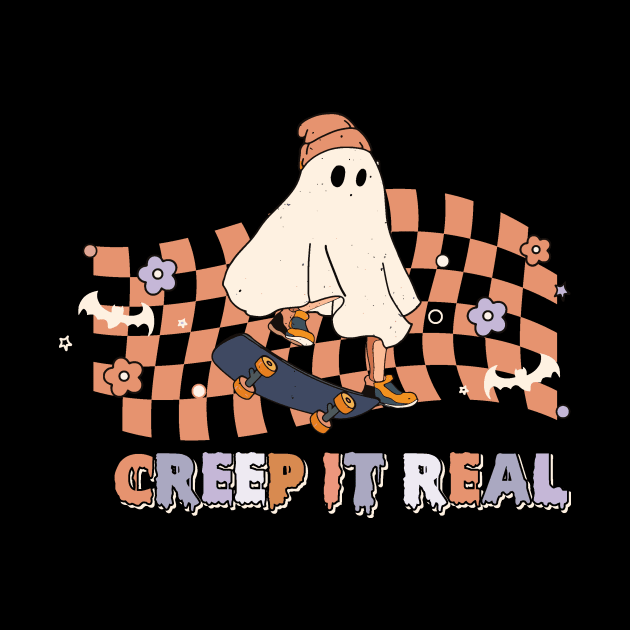 Creep it Real Cool Ghost on Skateboard by Teewyld