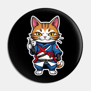 Cool cat assasin samurai Japan Pin