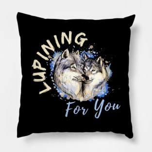 Lupining for you design with light text with wolf couple (MD23QU001d) Pillow