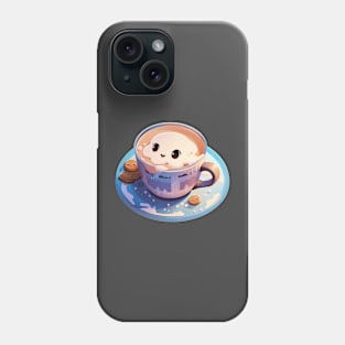 Cute Kawaii cup of cappucino with biscuits Phone Case