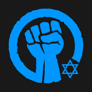 I stand with Israel - Solidarity Fist (bright blue on black) T-Shirt