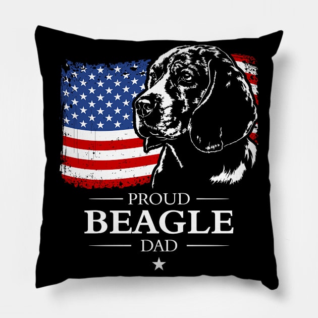 Proud Beagle Dad American Flag patriotic dog Pillow by wilsigns