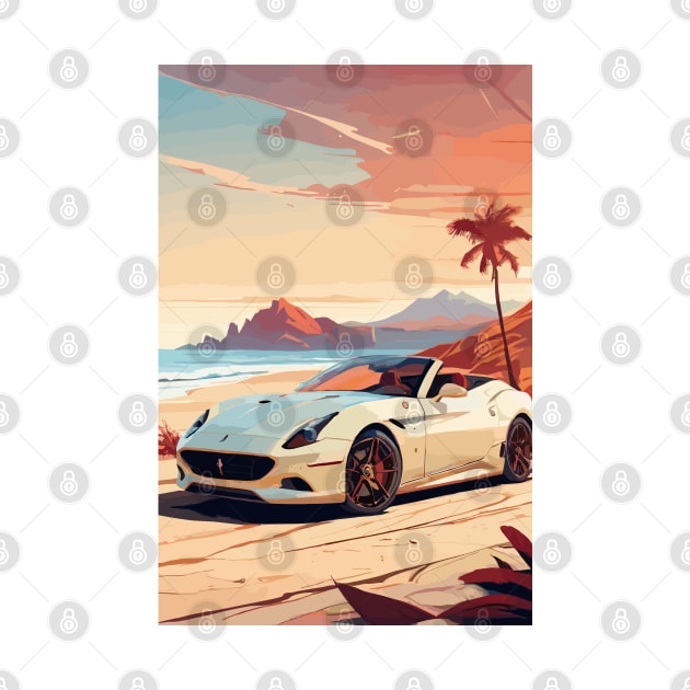 White Italian Car Sea Side Poster by VENZ0LIC