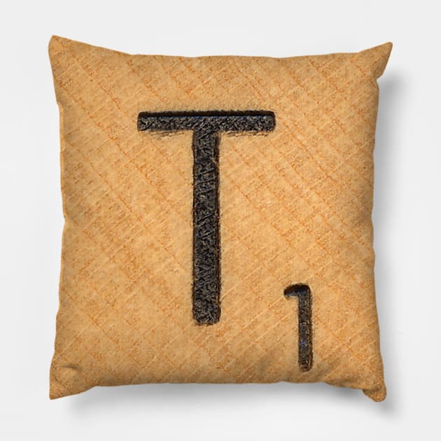 Scrabble Tile 'T' Pillow by RandomGoodness