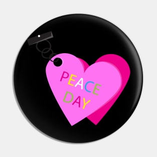 Peace Day heart-shaped key chain Pin