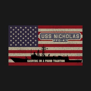 Nicholas FFG-47 Frigate Ship USA American Flag Gift T-Shirt