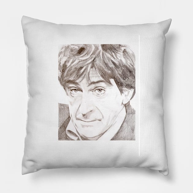 Patrick Troughton Pillow by Grant Hudson