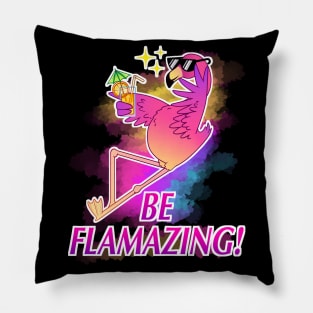 Pink Flamingo Be Flamazing Funny Flamingo Pillow