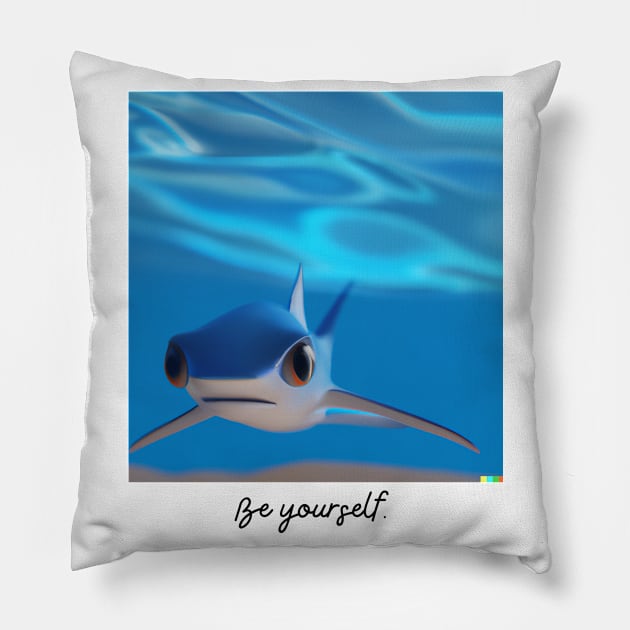 Under the Sea: Digital Art of a Baby Shark in its Natural Habitat Pillow by Karen Ankh Custom T-Shirts & Accessories